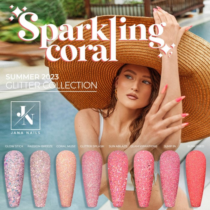 Sparkling Coral Glitters Set - 8pcs